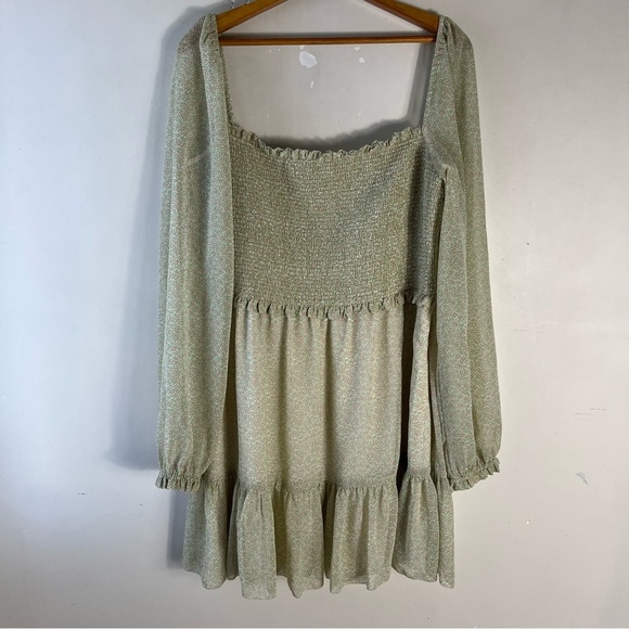 Aritzia Wilfred Tempest Mini Dress SZ XL In Birch Marsh Green Romantic Feminine - Picture 5 of 14